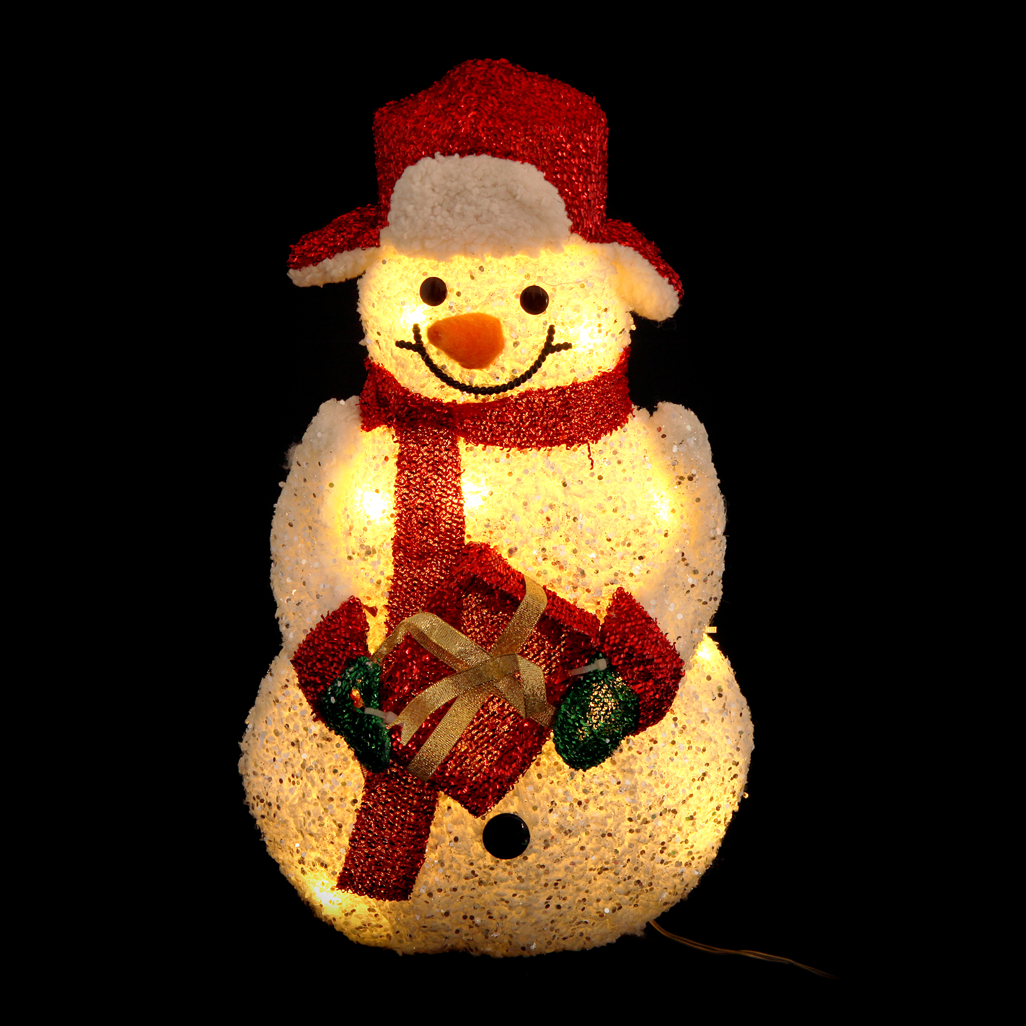 Снеговик из мишуры с подарком в шапке Meizhou 10л, цвет белый - фото 2