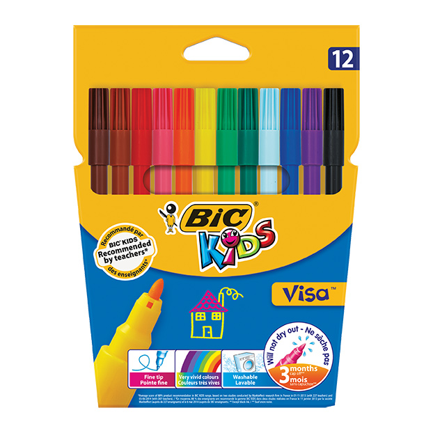 Цветные фломастеры BIC Visa 12 цветные