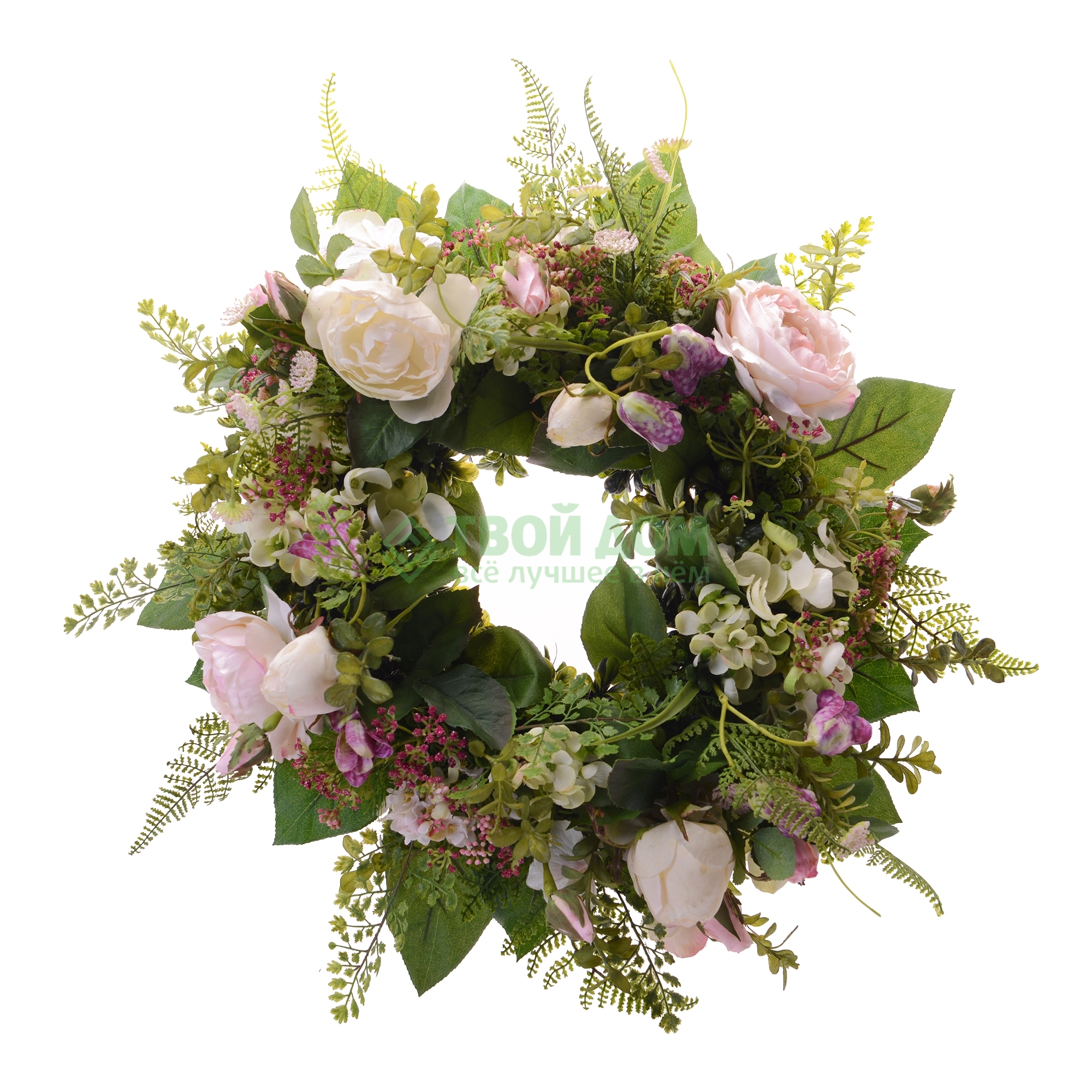 

Венок Langer Композиция венок из роз светл-розовая KR 420-114, Зеленый;светло-розовый