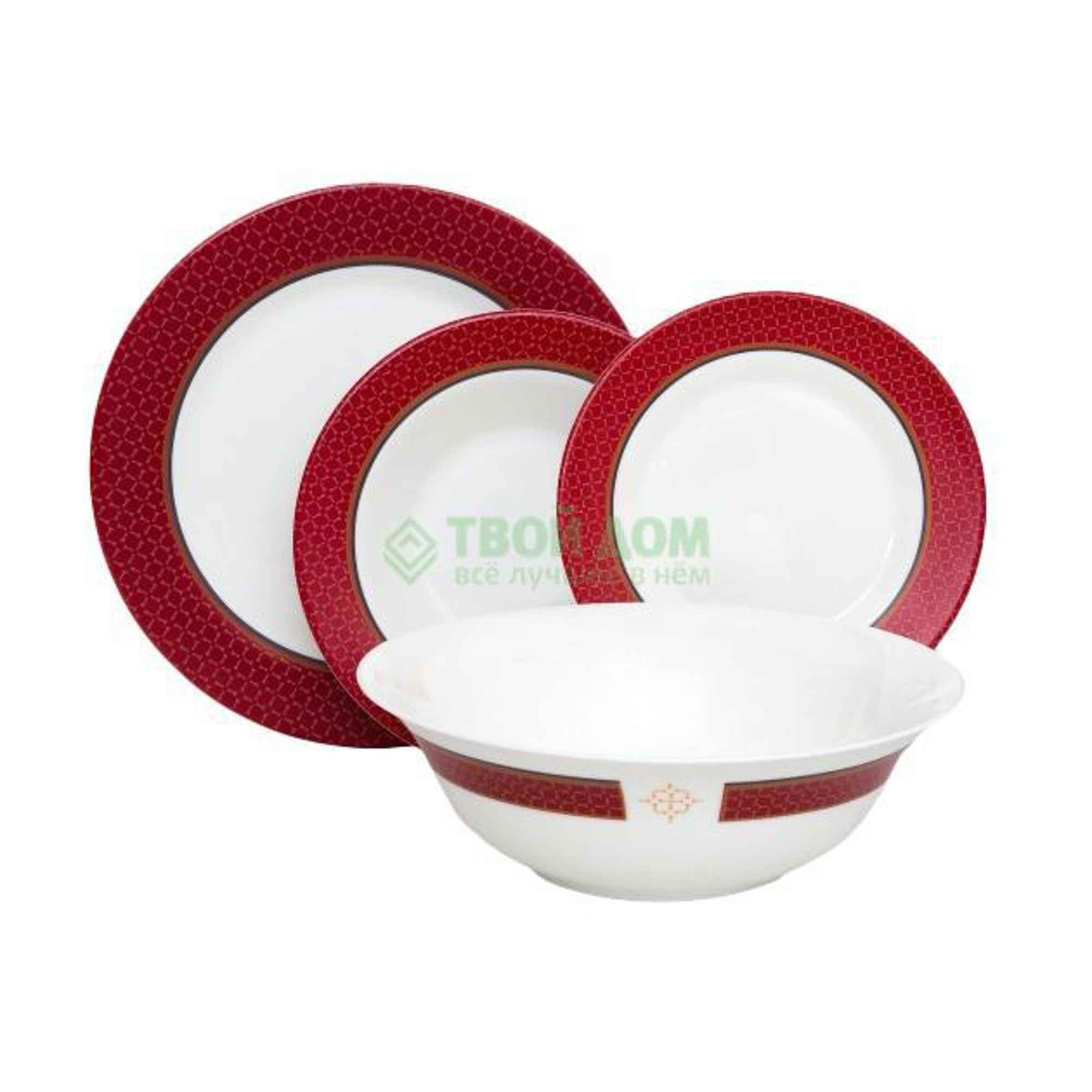 

Столовый набор Luminarc Alto Rubis 19 предметов 6 персон, Белый;красный