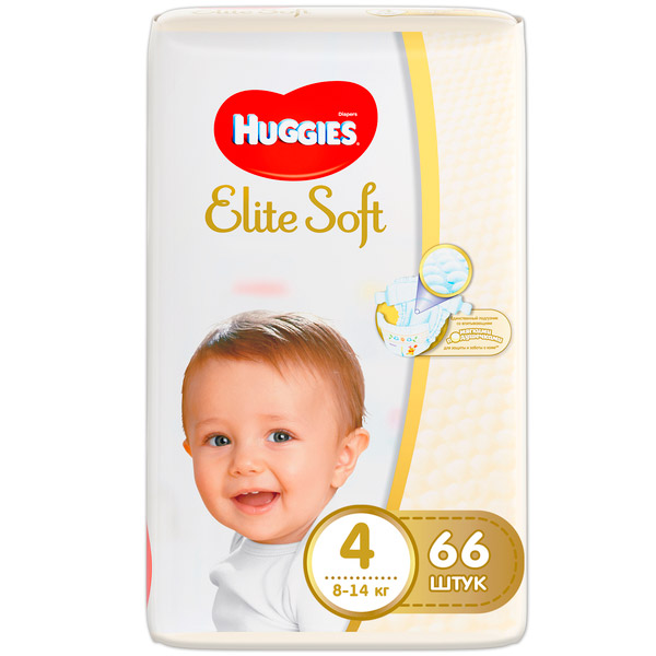 фото Подгузники huggies elite soft 4 (8-14 кг) 66 шт