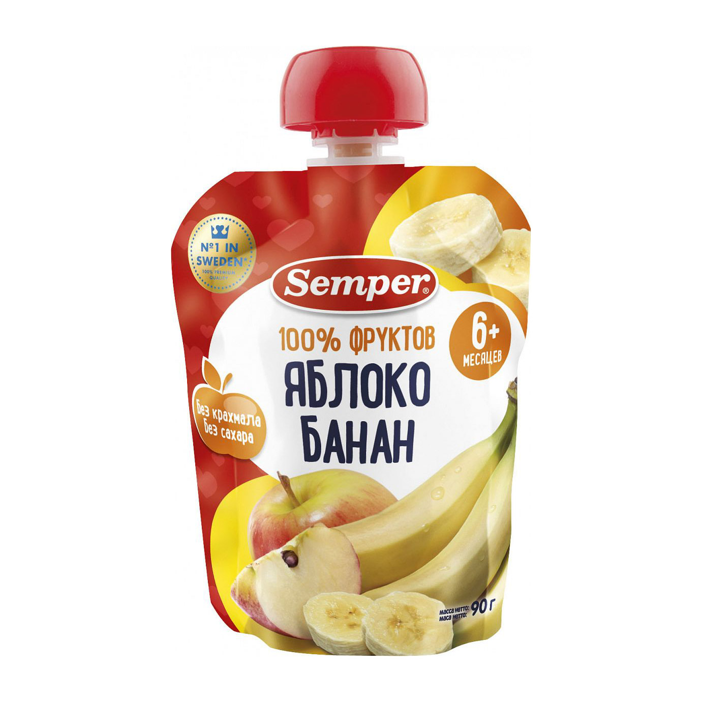 Пюре фруктовое Semper Яблоко и банан 90 г