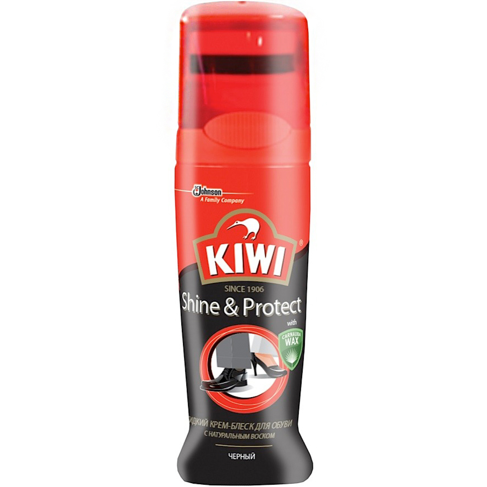 фото Жидкий крем-блеск kiwi shine & protect черный 75 мл