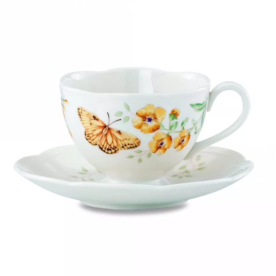 Чашка чайная с блюдцем Lenox Бабочки на лугу 240 мл желтушка