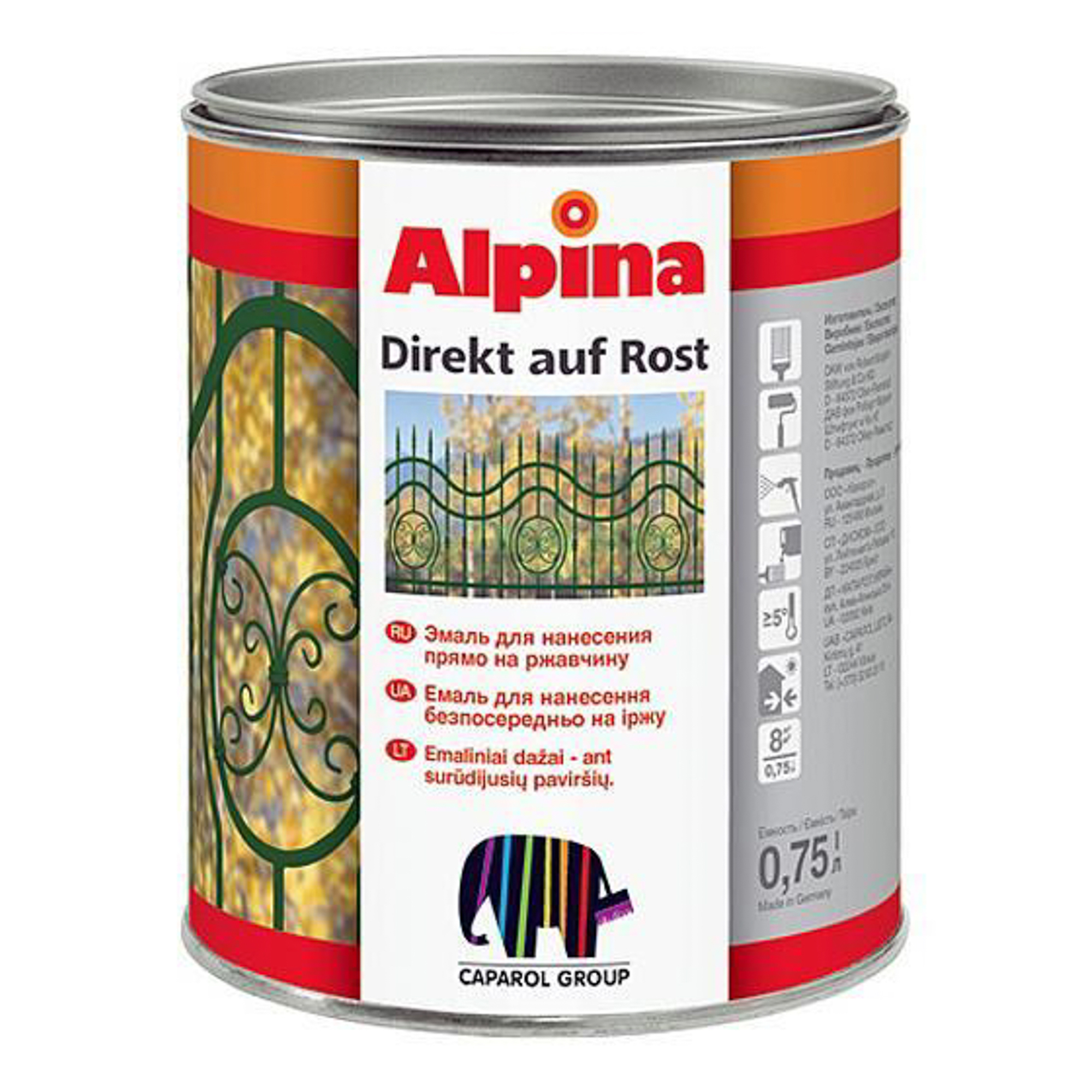 

Краска Alpina Direkt a rost ral1036 750ml (537296), Белый