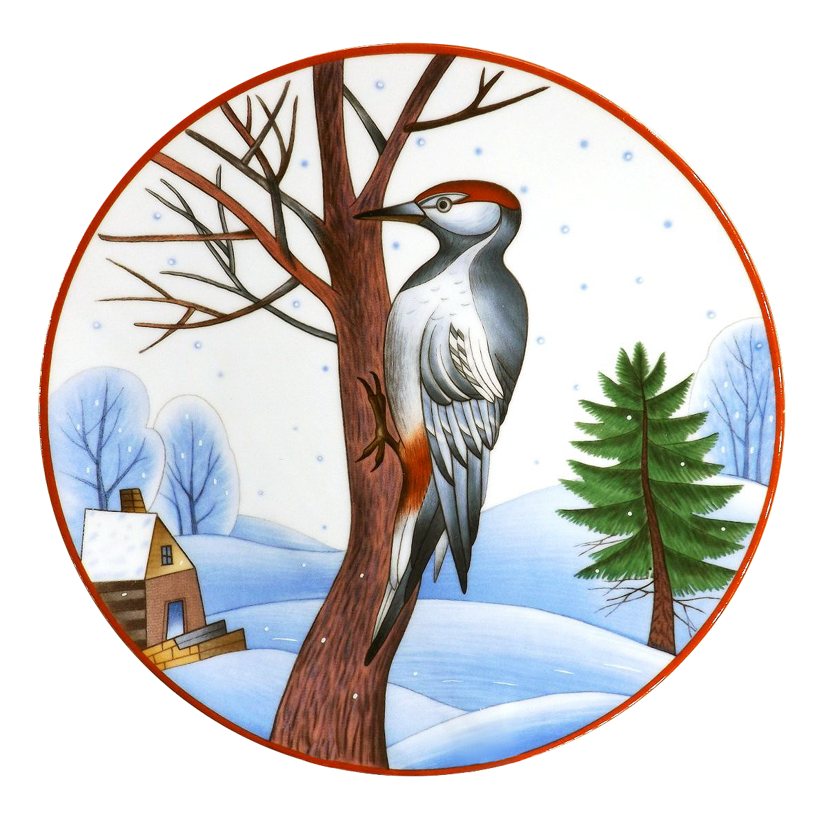 фото Тарелка декоративная ифз зимующие птицы пёстрый дятел (8080125001)