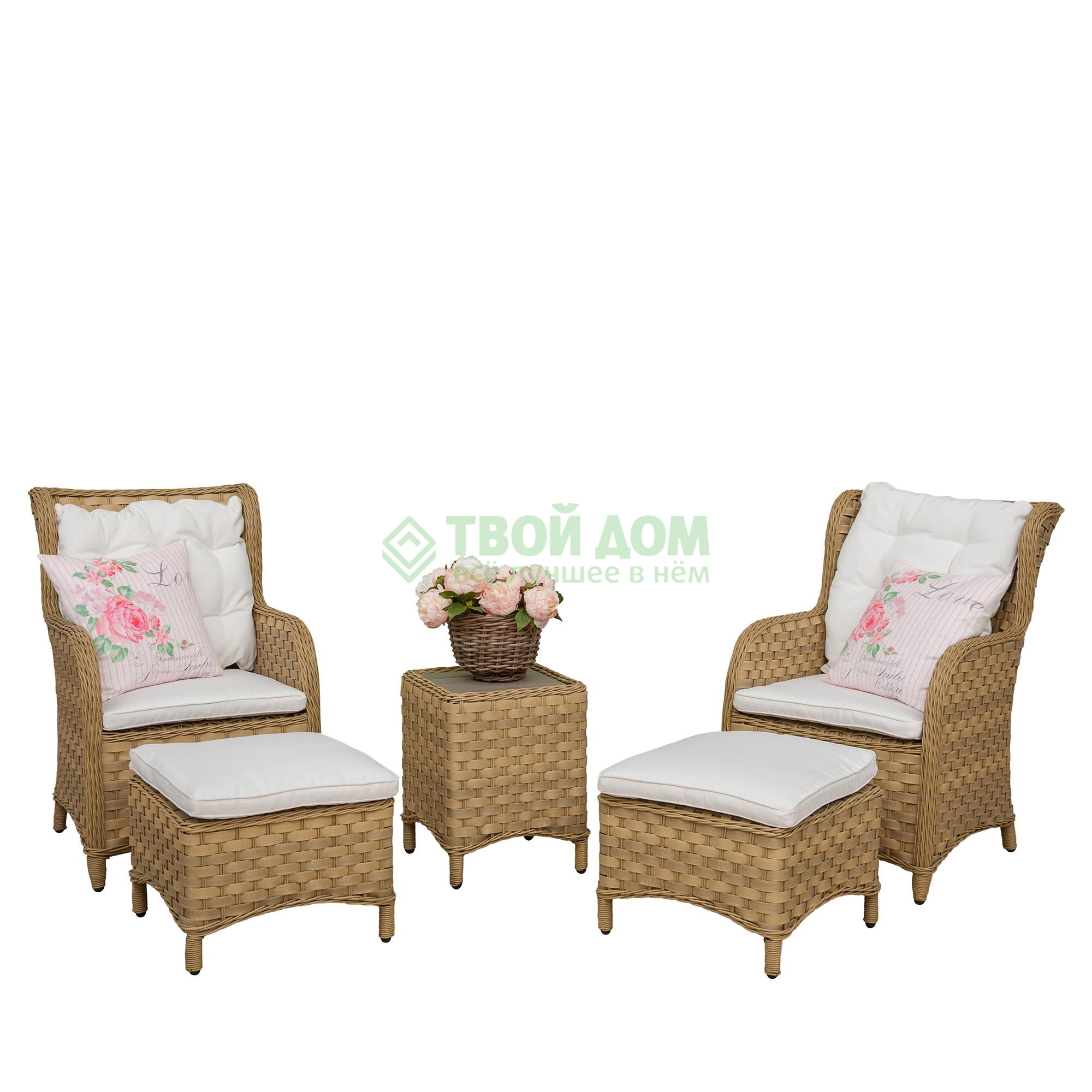 

Комплект Yuhang стол+2кресла+2оттоман (YH-S4676P/YH-C1675W/YH-S4675W), Светло-коричневый