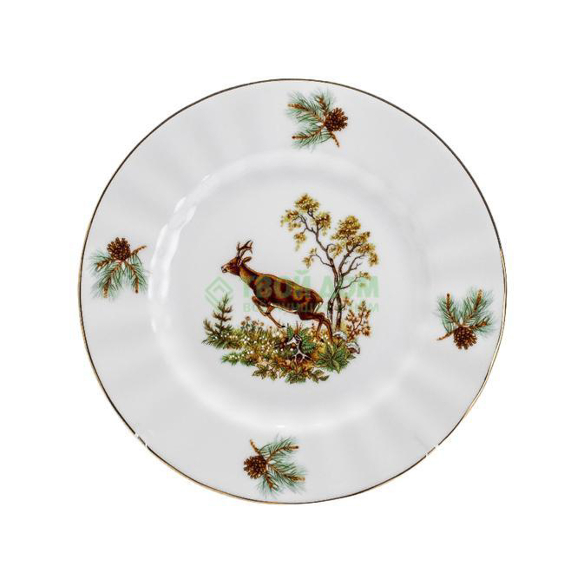 

Тарелка десертная Porcelaine Czech Gold Hands Охота 19 см, Белый