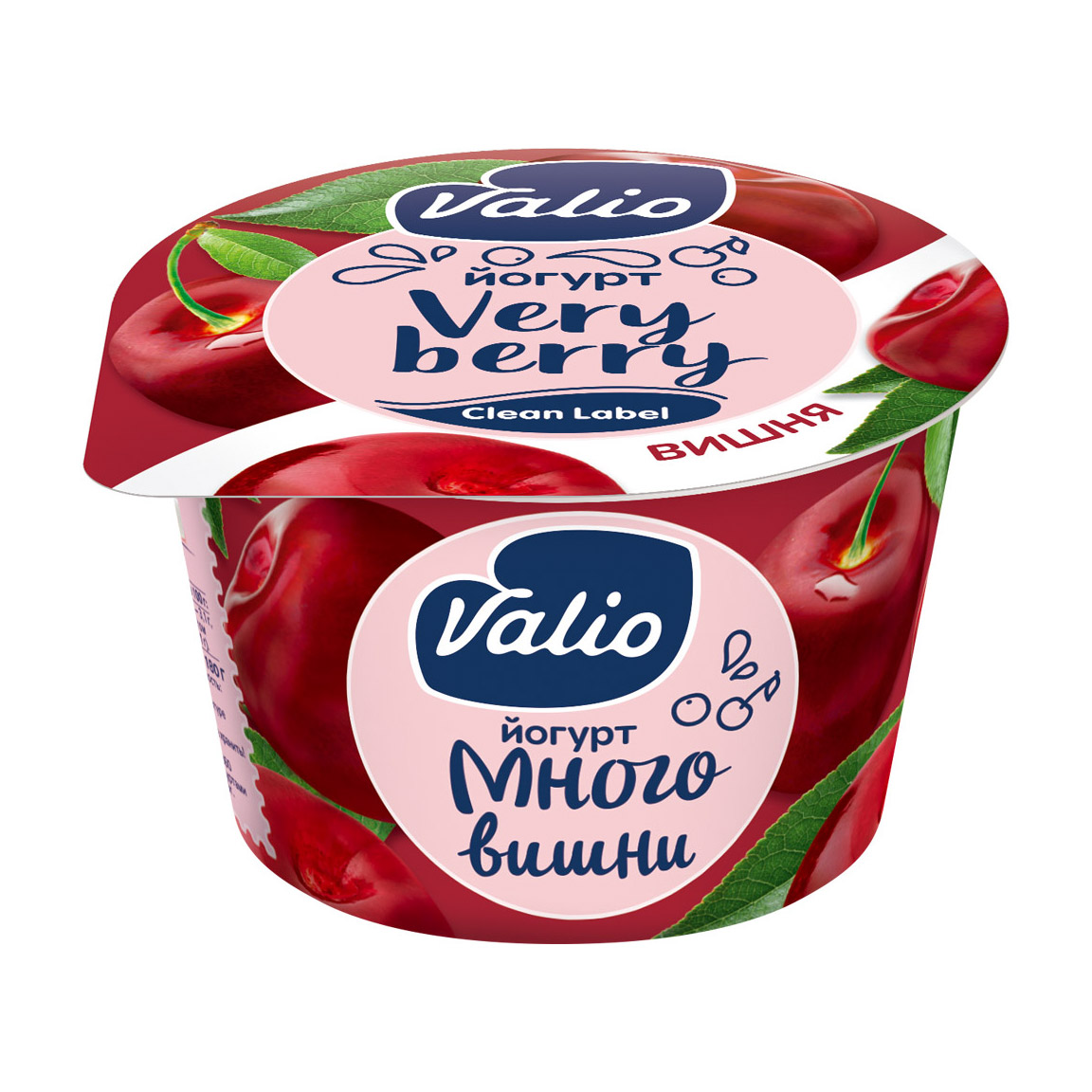 фото Йогурт valio clean label с вишней 2,6% 180 г