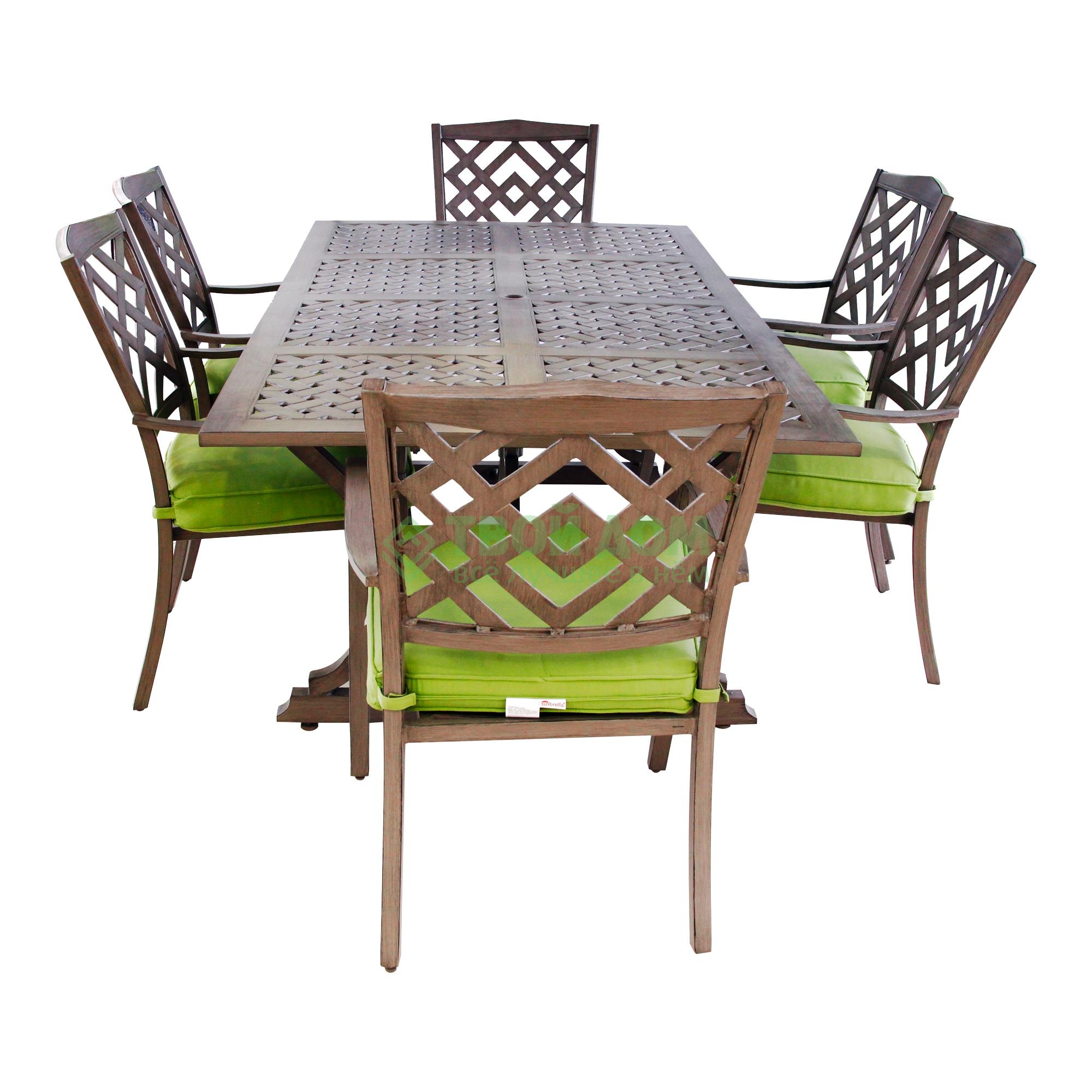 

Комплект мебели Agio Latisse, Серебристо-коричневый;зеленые подушки