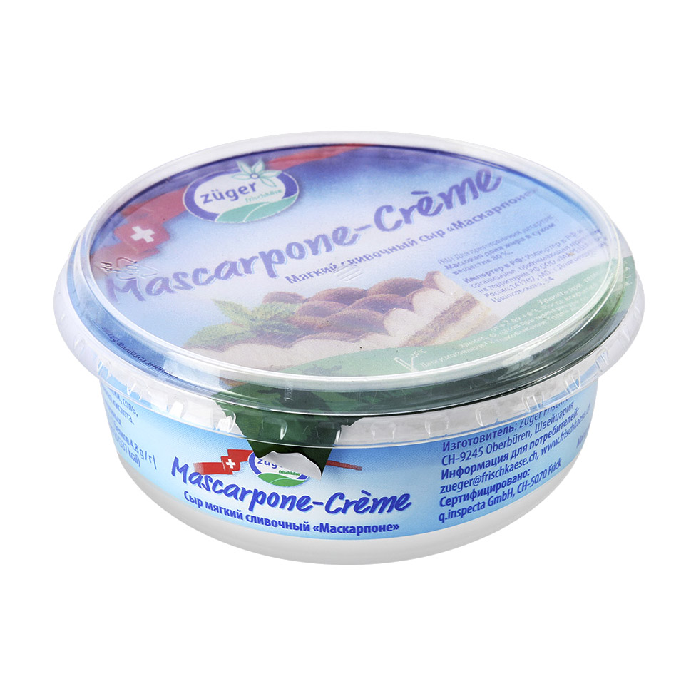 фото Сыр zuger mascarpone-creme мягкий сливочный 80% 250 г