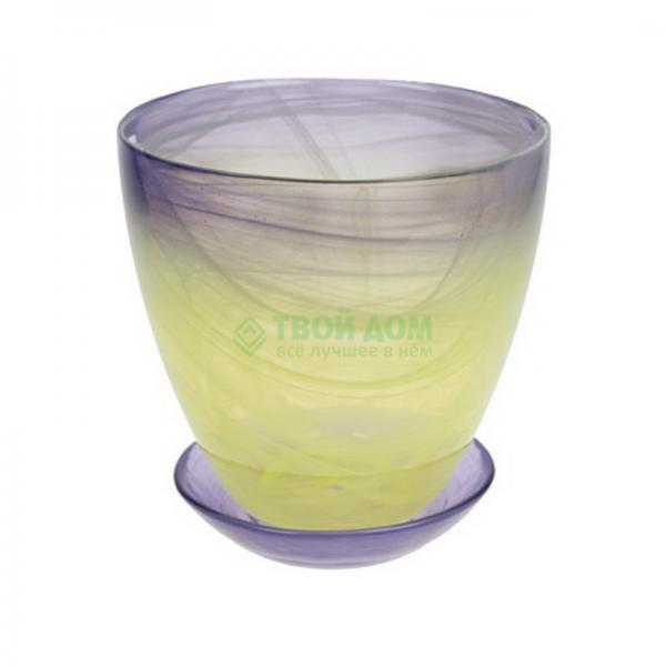 

Горшок Элитная керамика Горшок 1 d11см алеб жел-фиол с поддон, Желто-фиолетовый