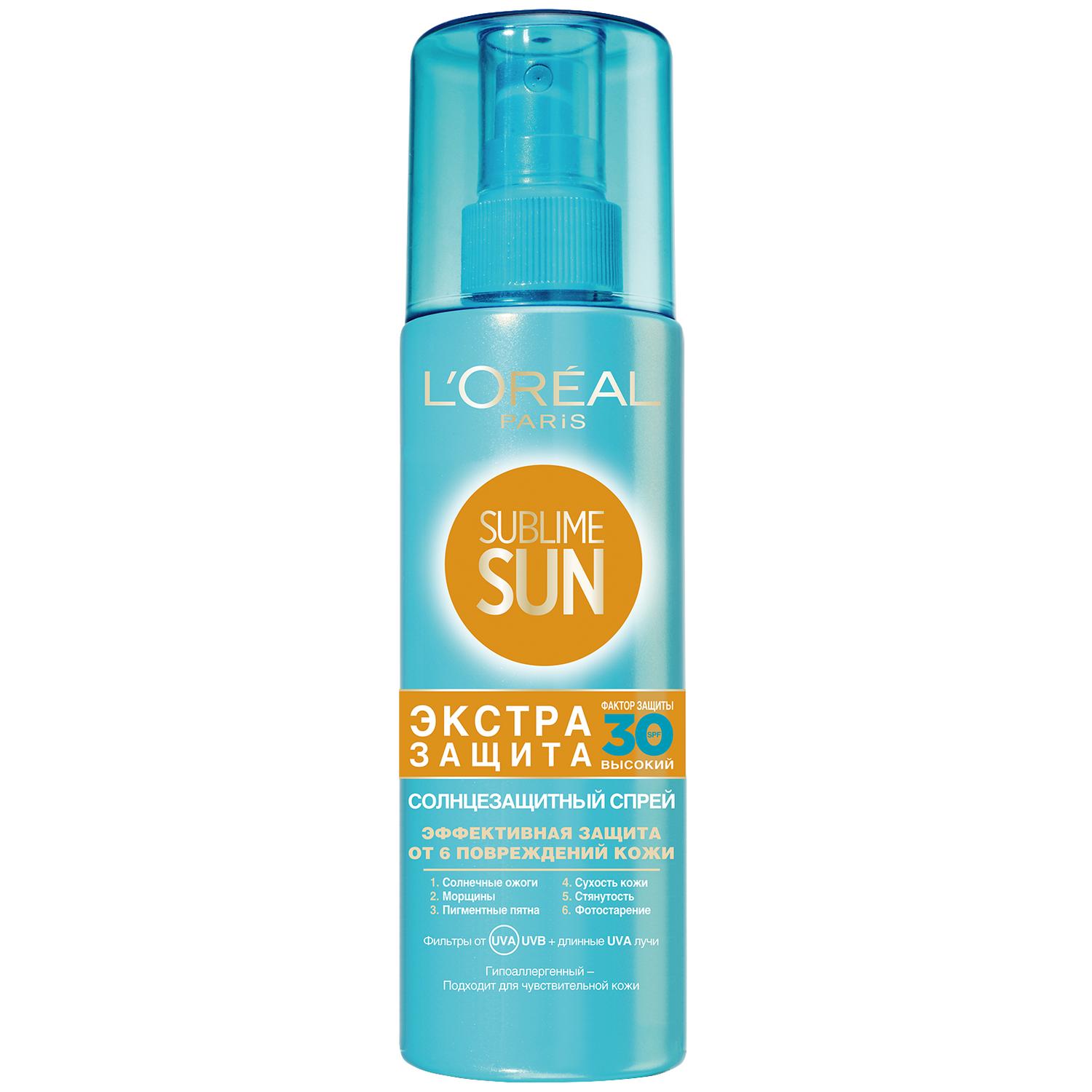 фото Солнцезащитный спрей для тела l'oreal paris sublime sun экстра защита spf30 200 мл l'oréal paris