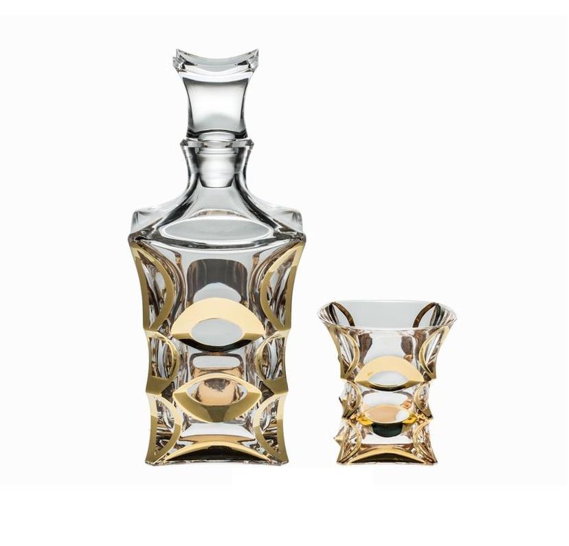 фото Набор для виски crystal bohemia x-lady gold графин 700 мл и 6 стаканов 240 мл