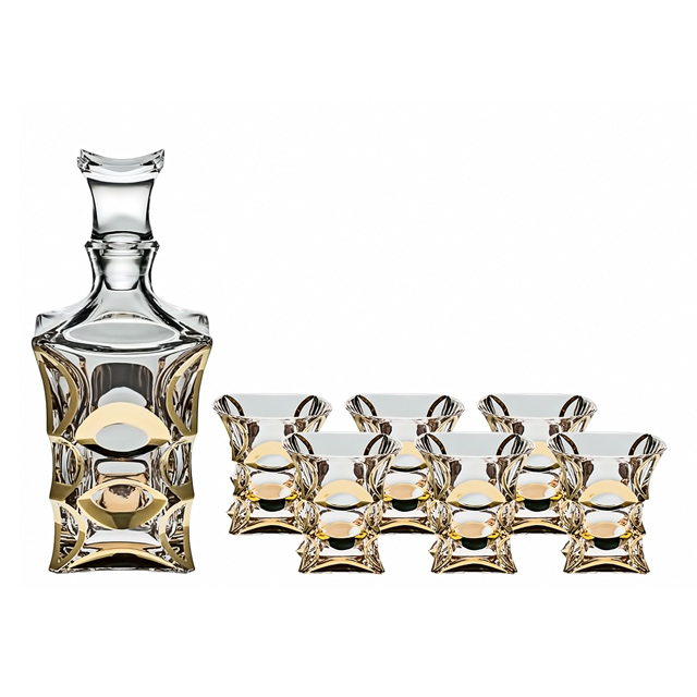 фото Набор для виски crystal bohemia x-lady gold графин 700 мл и 6 стаканов 240 мл