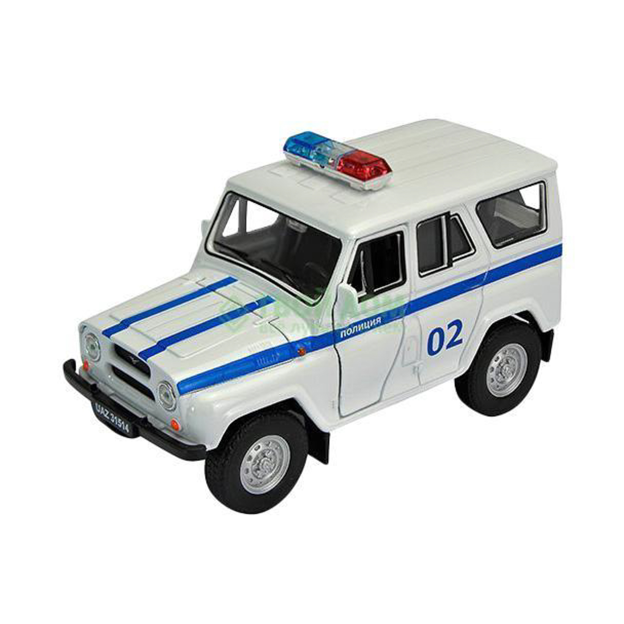 Машинка Welly Уаз 31514 полиция (42380PB), цвет синий - фото 1