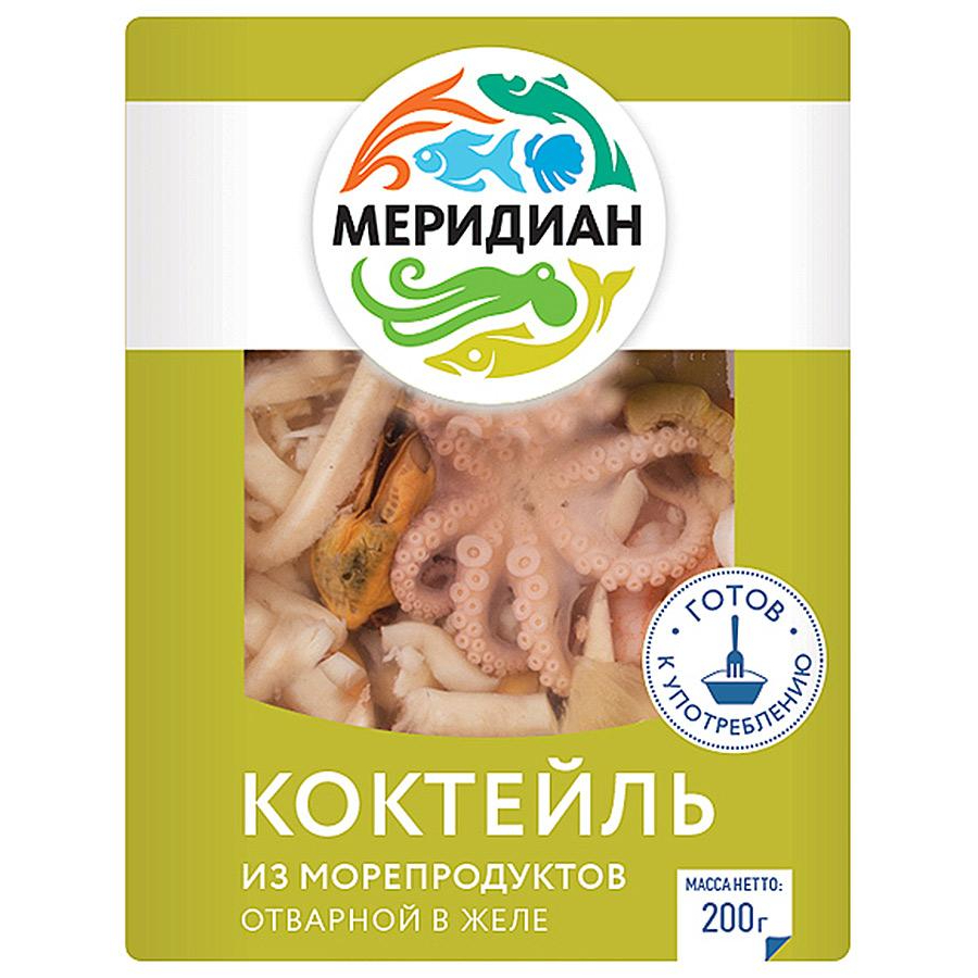 

Коктейль из морепродуктов Меридиан в желе с оливками и лимоном, 200 г