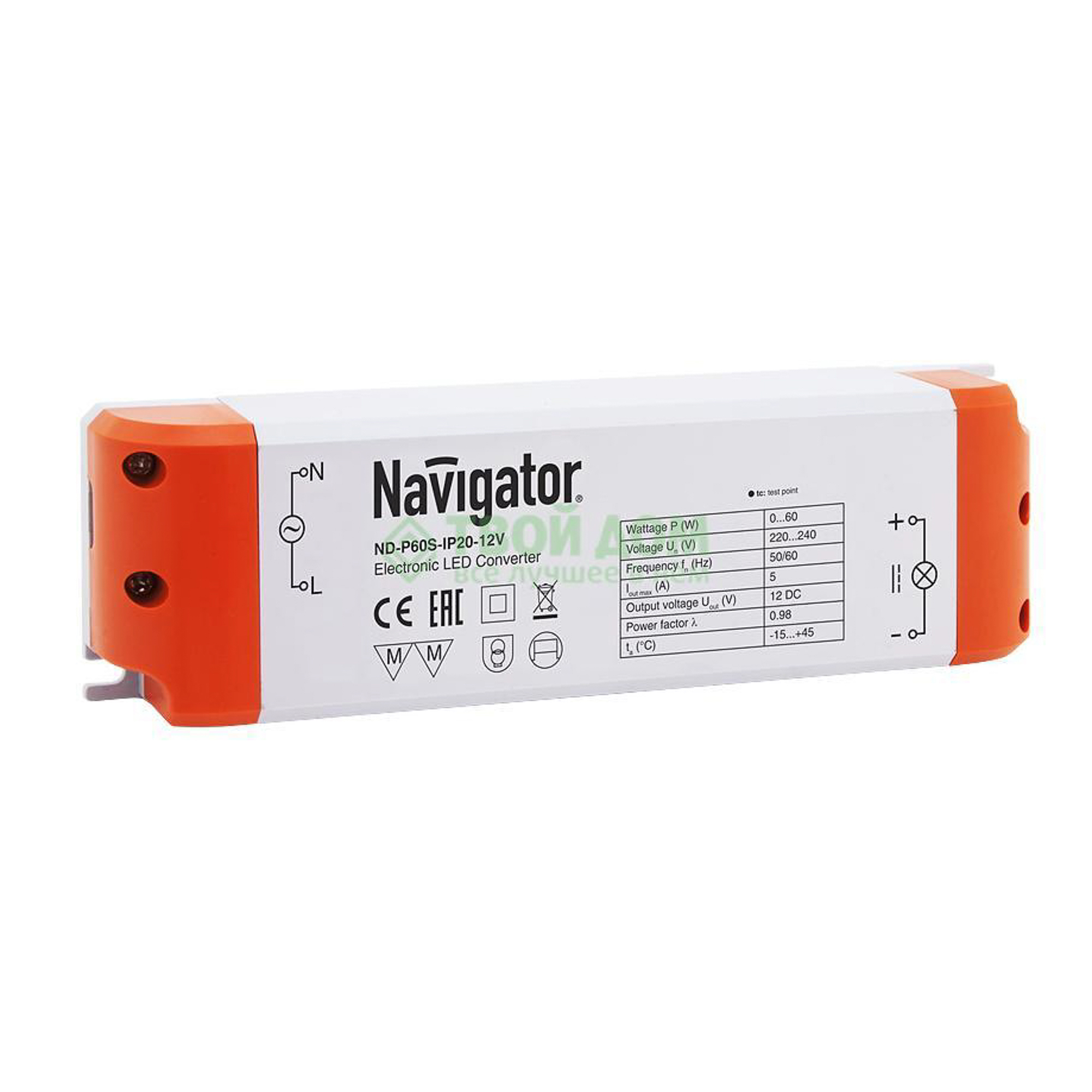 Трансформатор Navigator 94679 SLIM ND-P60S-IP20-12V