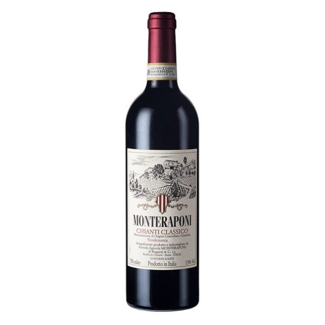 

Вино красное сухое Monteraponi "Chianti Classico" 2015 г. 0,75 л, Интенсивный рубиновый