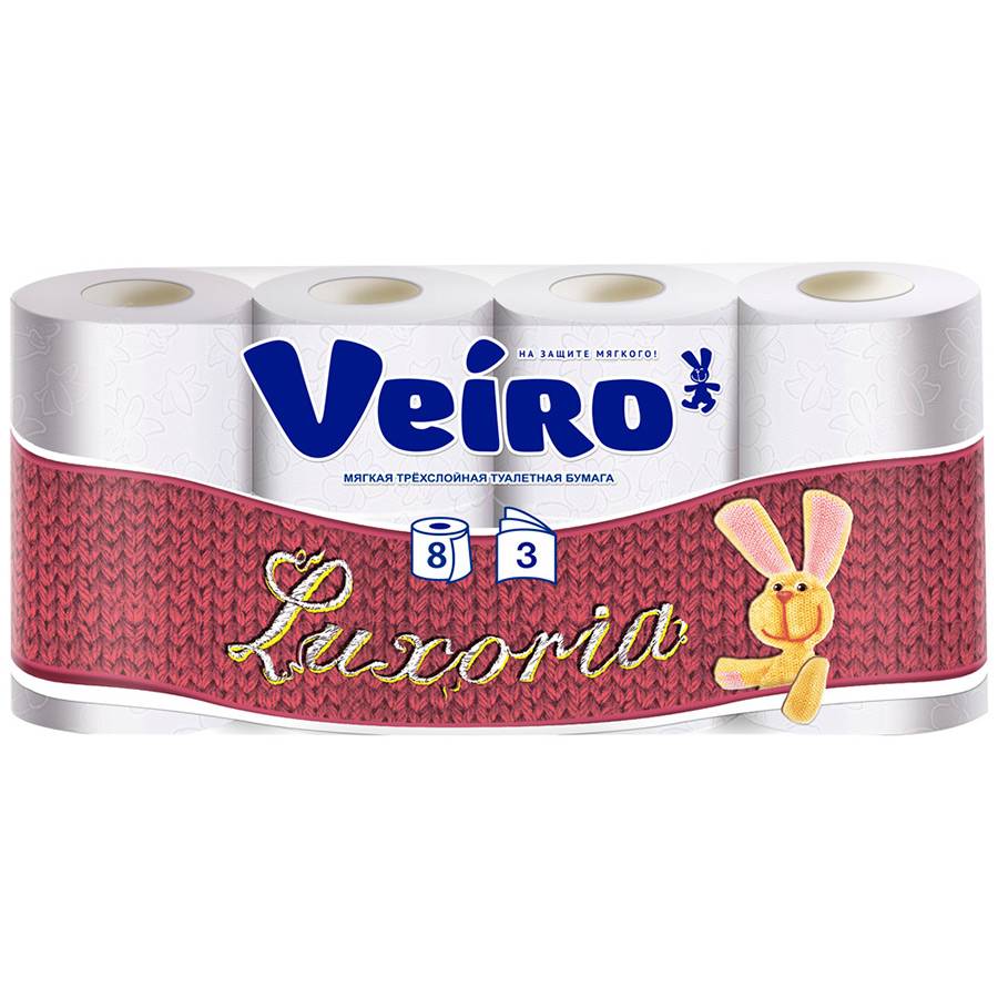 Туалетная бумага трехслойная Veiro Luxoria 8 рулонов