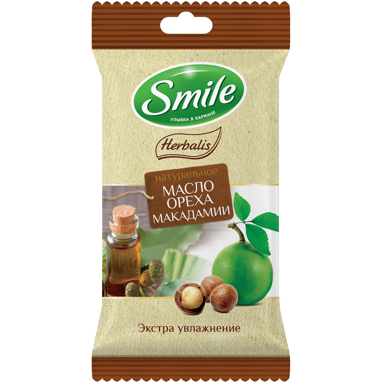 фото Влажные салфетки smile herbalis с маслом макадамии 10 шт