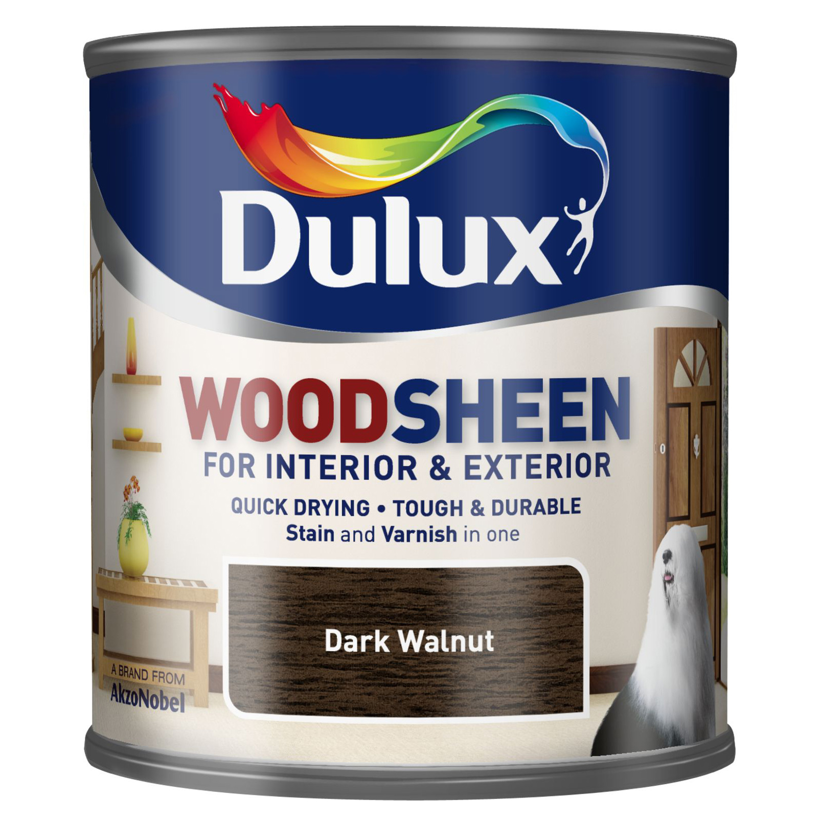 фото Лак-морилка водный dulux woodsheen dark walnut 0.3л