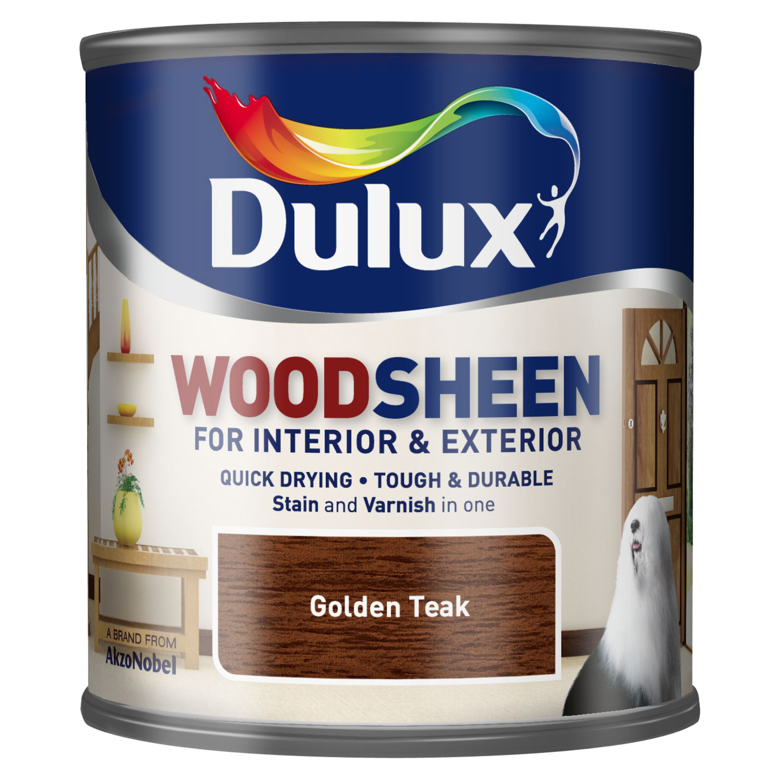 фото Лак-морилка водный dulux woodsheen golden teak 0.3л
