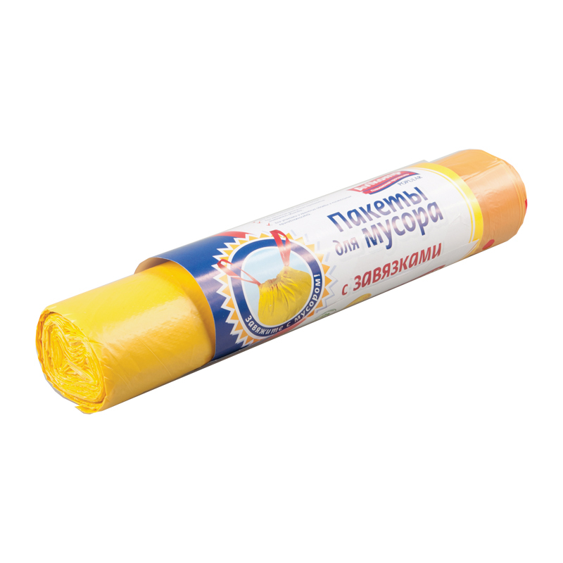 

Пакеты для мусора AV Avikomp с завязками 60л. 10шт./рулон желтые