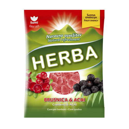 

Жевательная карамель Herba Клюква/Асаи 90 г