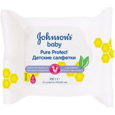 фото Салфетки влажные johnson`s baby pure protect 25шт johnson's baby