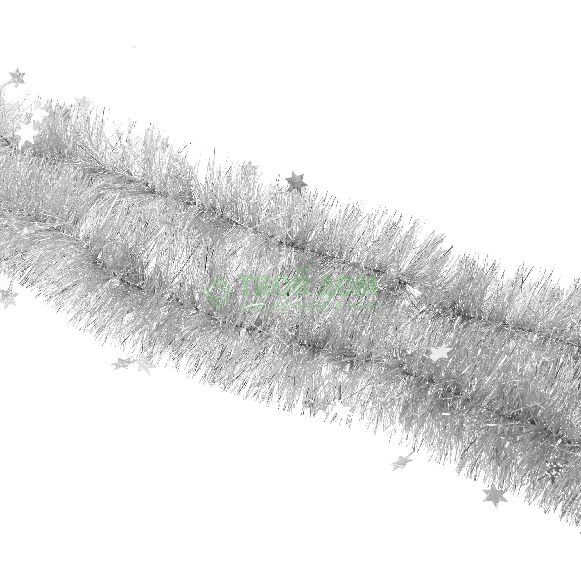 фото Гирлянда 2 м царь-елка серебряная голограмма со звездами (nt1331)