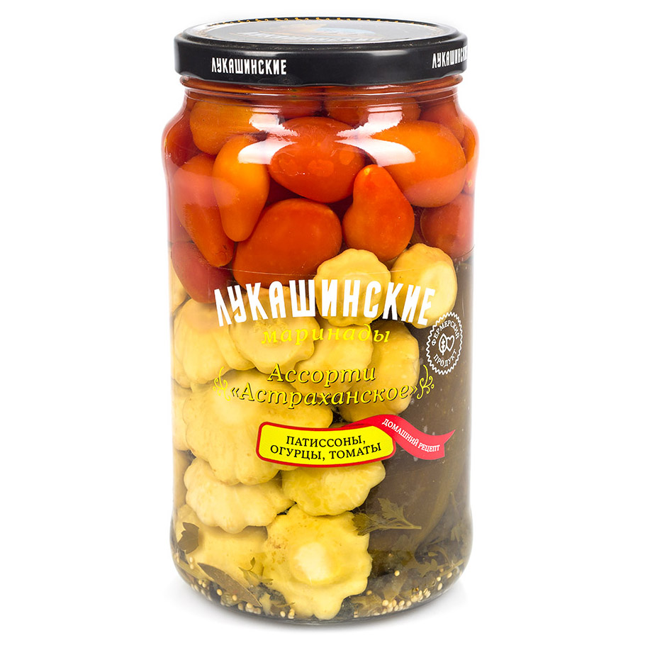 

Ассорти Лукашинские патиссоны, огурцы, томаты 1,5 кг