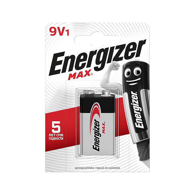 

Батарейка Energizer Max 9V 1 шт, Серебристый;черный