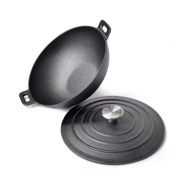 Сковорода-вок чугунная 24x8 см / 2 л Fissman (CI-4099.24), цвет черный - фото 3