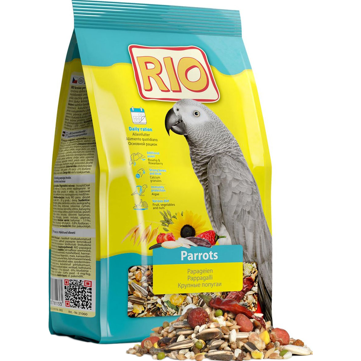 Корм для птиц Rio Крупные попугаи 500, размер 17x11x6,5 см