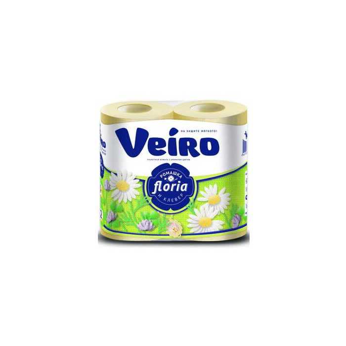Туалетная бумага двухслойная Veiro Floria 4 рулона