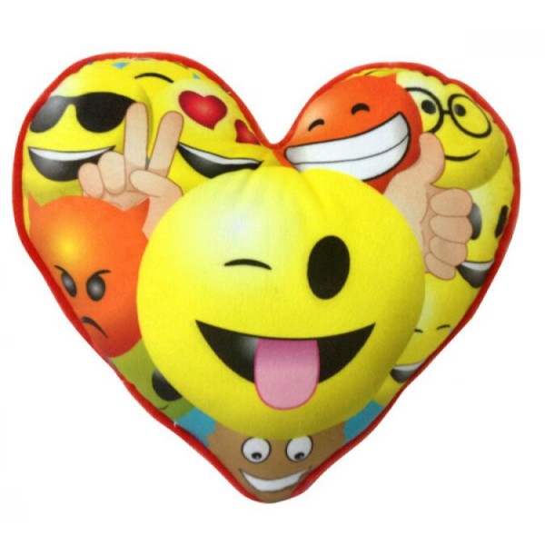 фото Подушка imoji смайлики в форме сердца 30 х 30 см