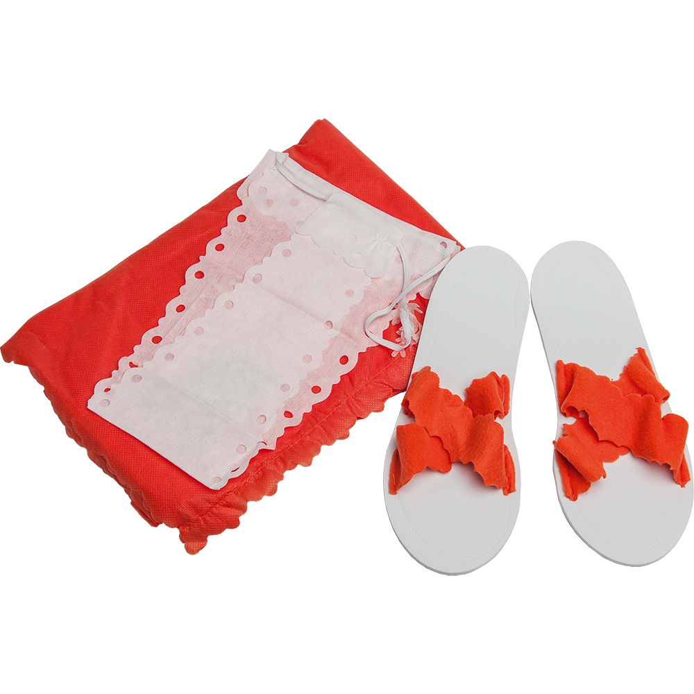 Одноразовый набор для женщин, для бани и сауны (парео, тапочки и трусики), оранжевый