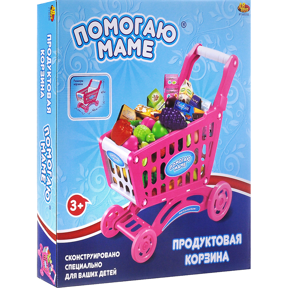 фото Игровой набор abtoys помогаю маме продуктовая корзина-тележка pt-00358