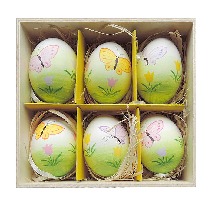 фото Декоративное подвесное пасхальное яйцо "бабочки" 15*14*5,2см набор из 6 шт феникс-презент