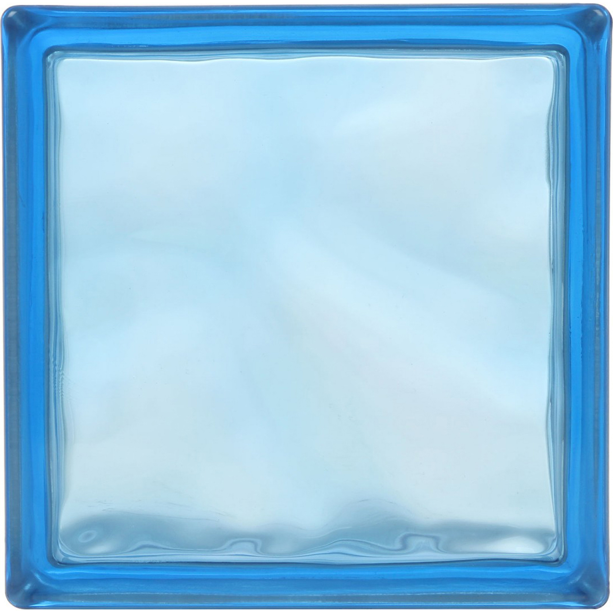 Стеклоблок Vitrablok волна окрашенный в массе 19x19x8 см голубой