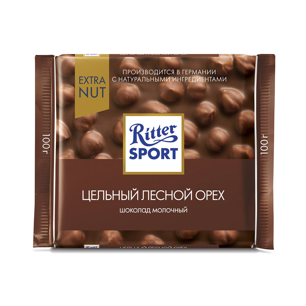 Шоколад Ritter Sport Молочный Цельный лесной орех 100 г