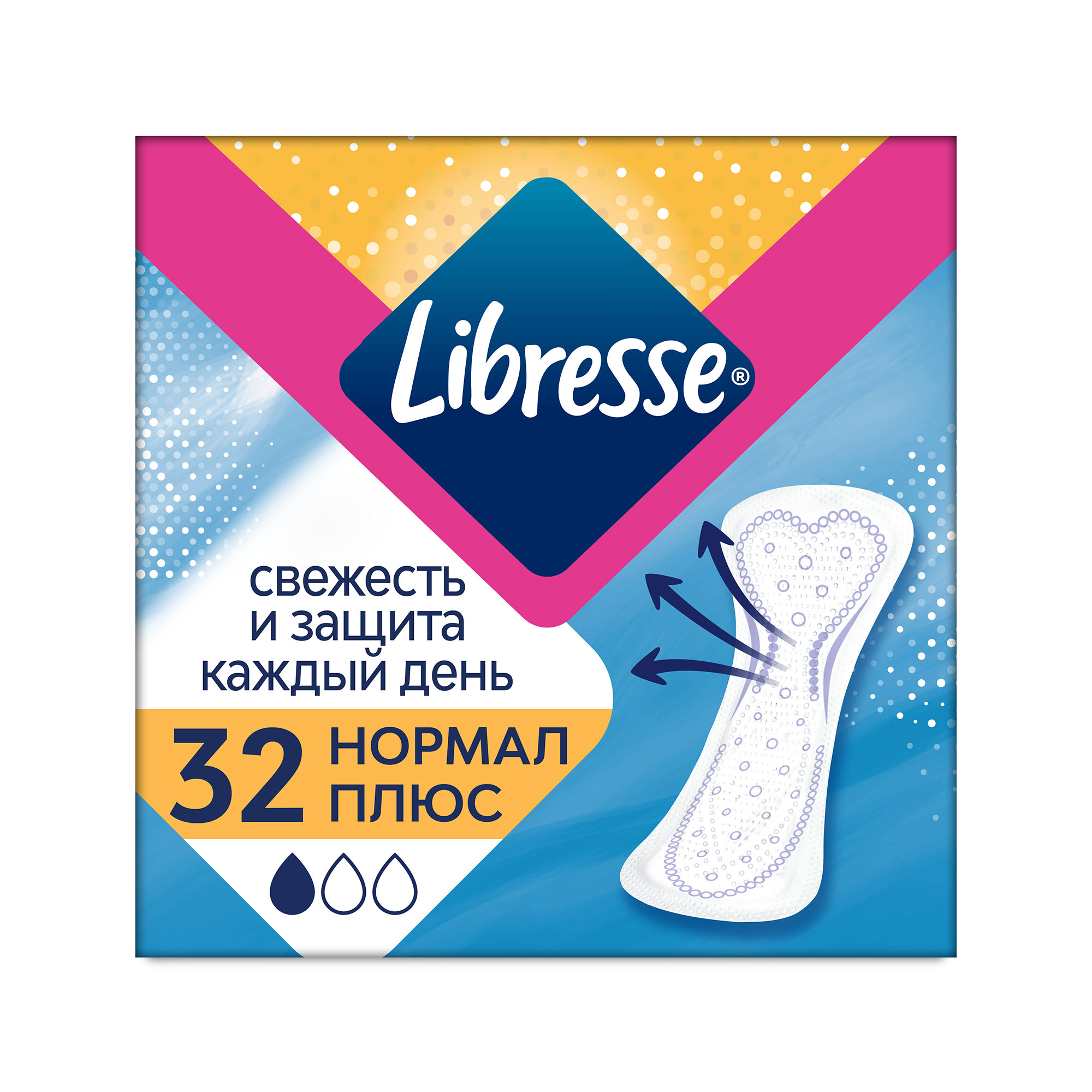 Ежедневные прокладки Libresse Dailyfresh Plus Normal, 32 шт.