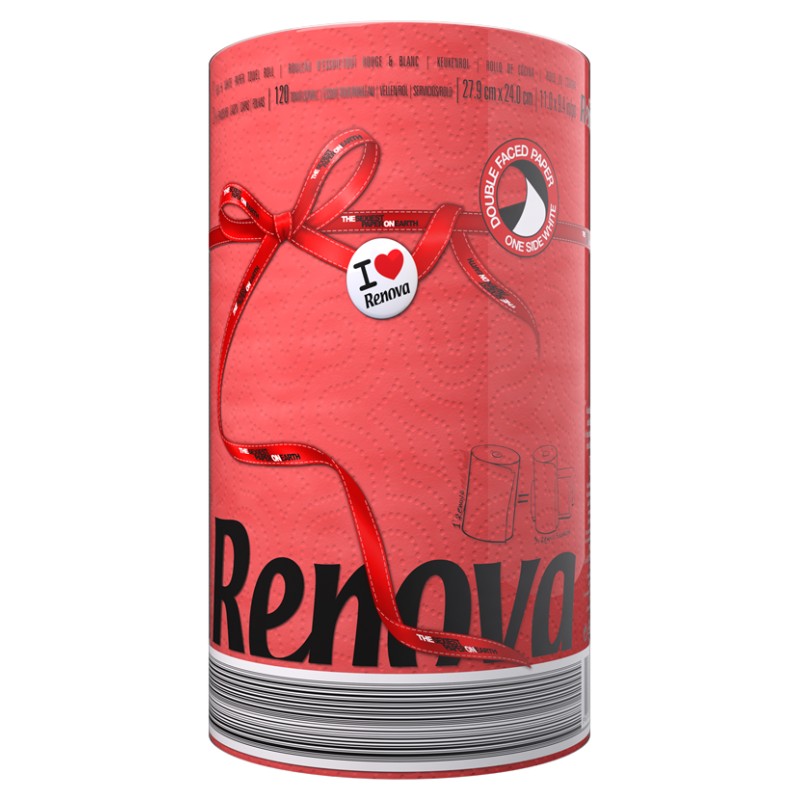Бумажные полотенца Renova Red Label Red 1 рулон, цвет красный