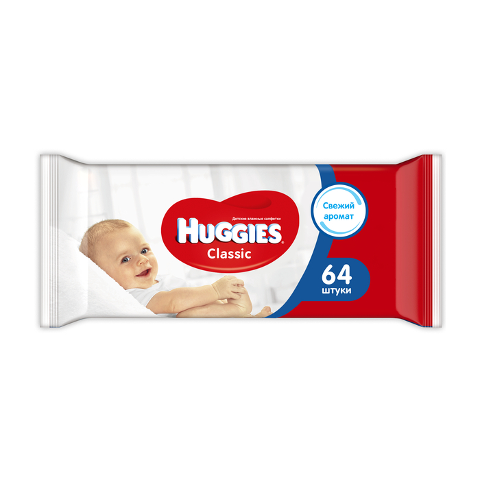 фото Салфетки влажные huggies classic 64 шт