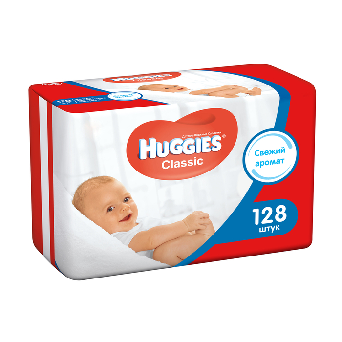 фото Салфетки влажные huggies classic 128 шт