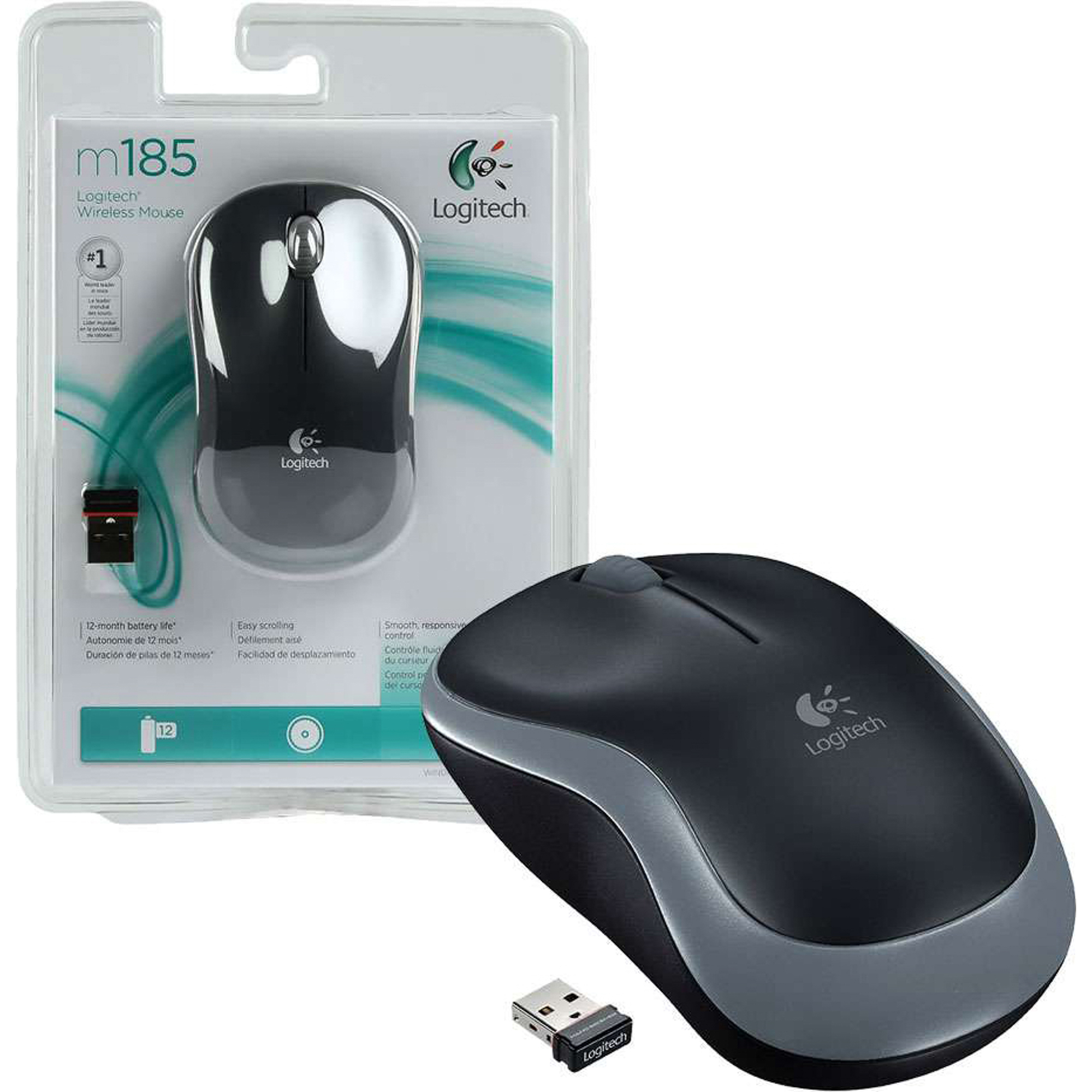 Мышь беспроводная Logitech M185 Grey