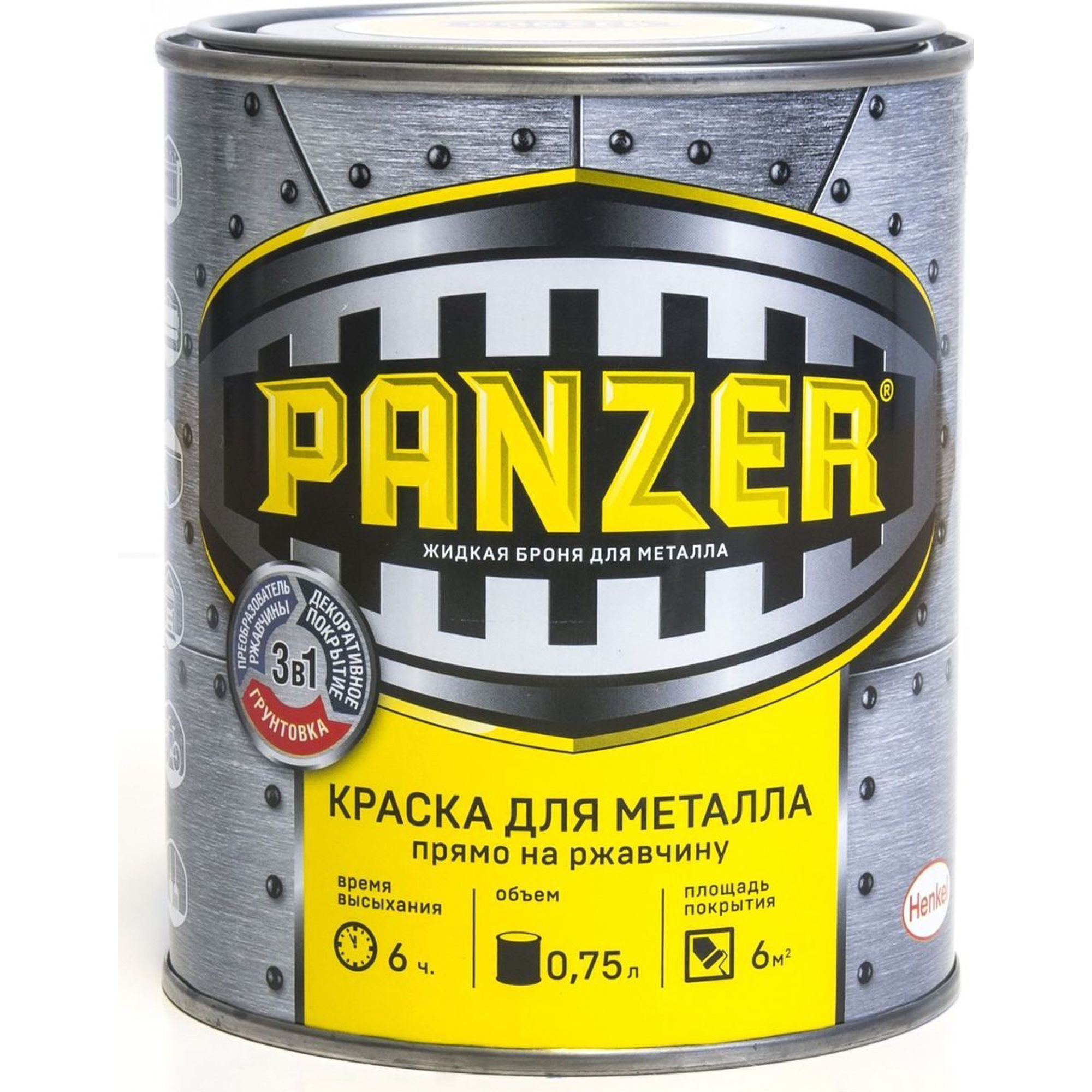 фото Краска для металла panzer гладкая белая 0.75 л