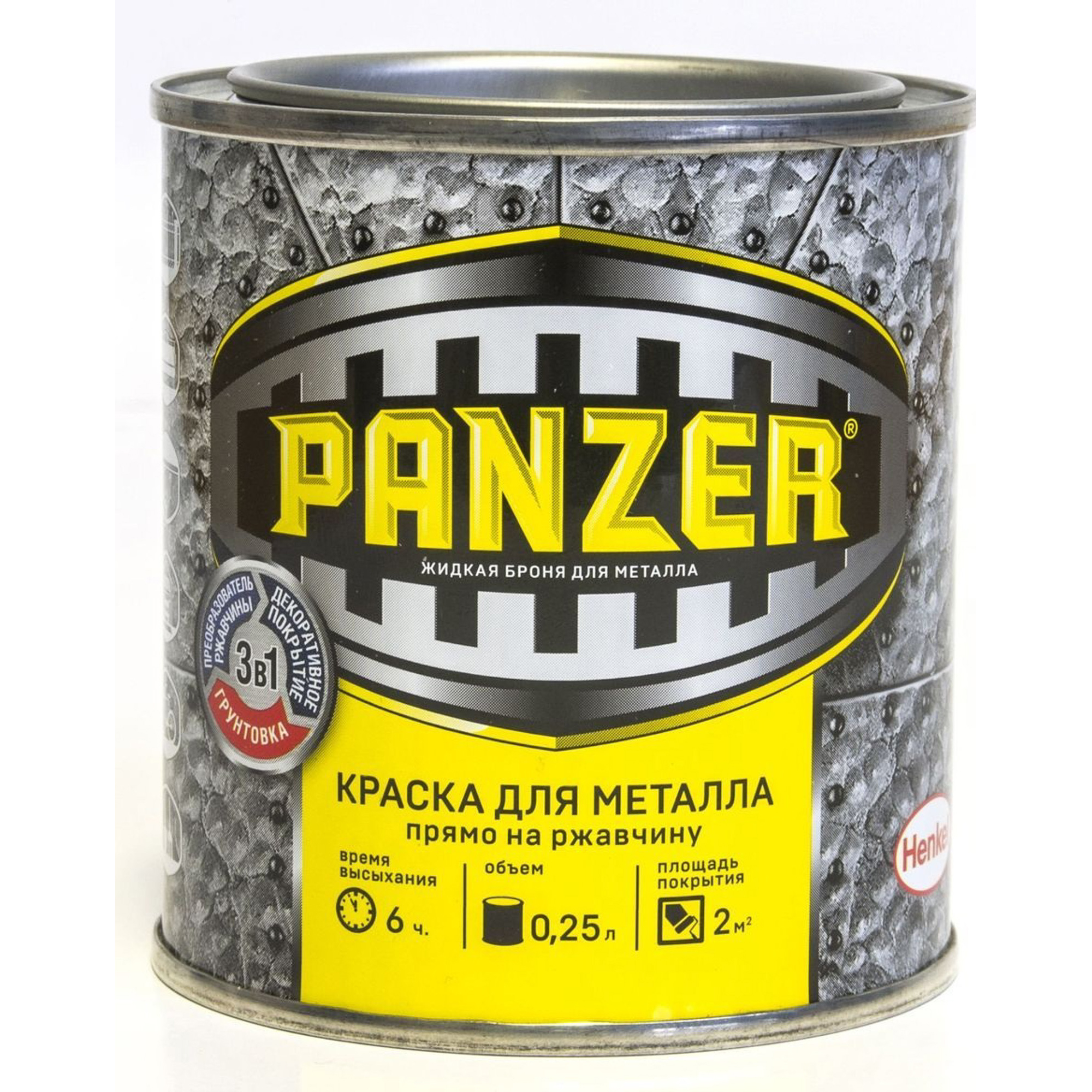 фото Краска для металла panzer гладкая серая 0.25 л