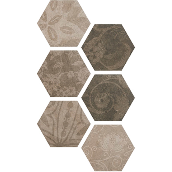 фото Плитка argenta ceramica atlas hexagon patchword cold 22x25 см